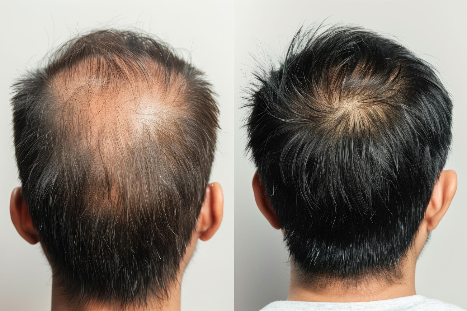 before and after results of dutasteride hair therapy showing improved hair density