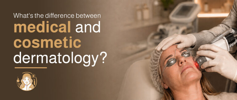 Medical dermatologist examining a patient's skin during a dermatology consultation at Reveal Clinic Riyadh.